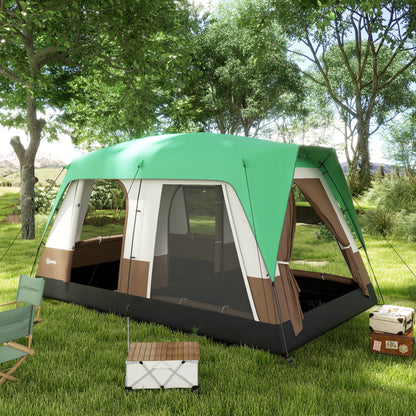 Camping Tent with 3000mm Waterproof Rainfly & Screen Panels, Green