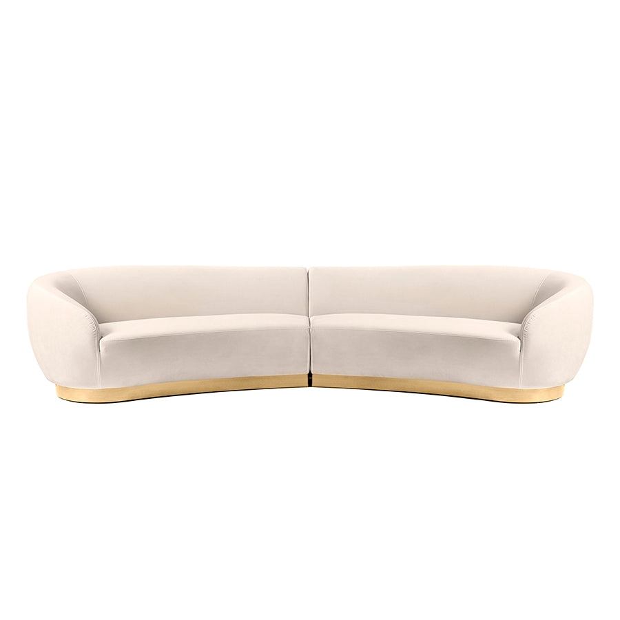 Equinox Six Seat Sofa – Chalk – Brushed Brass Base