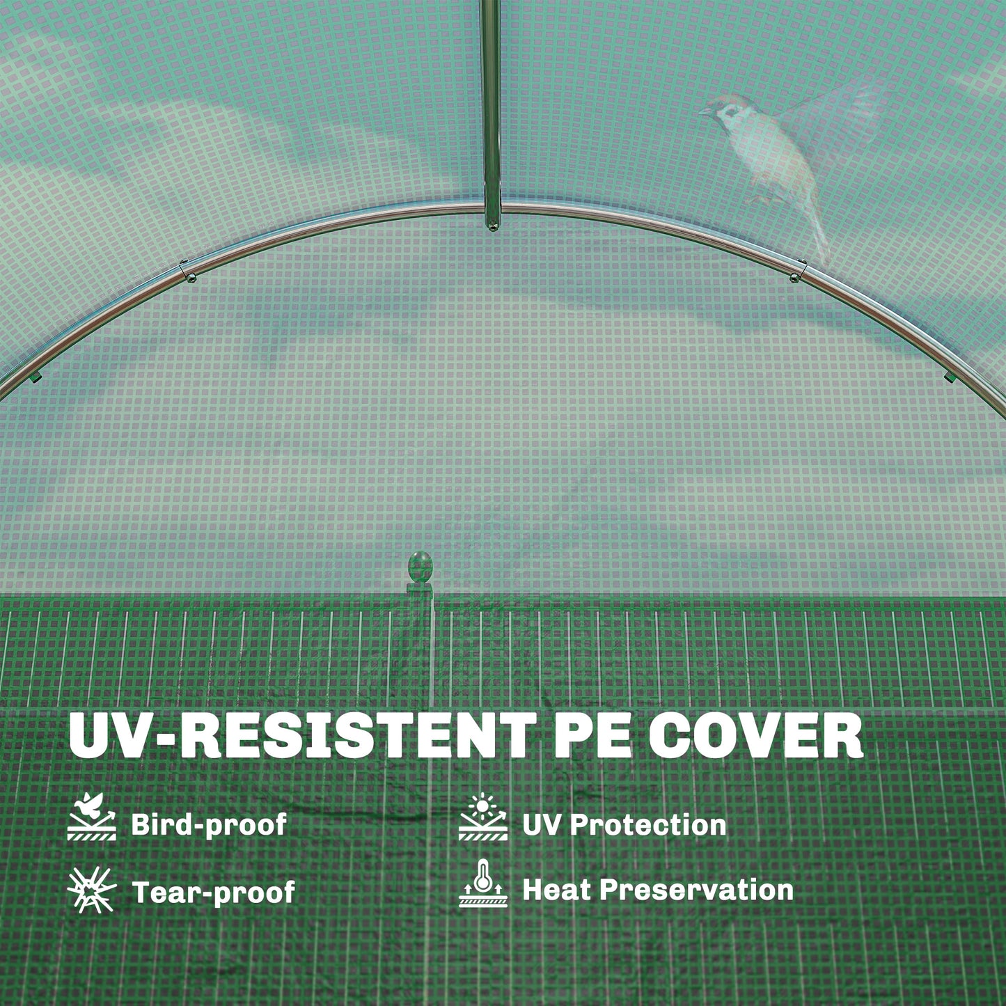 2 x 3 m Walk-in Polytunnel Greenhouse with 6 Windows, Garden Tunnel