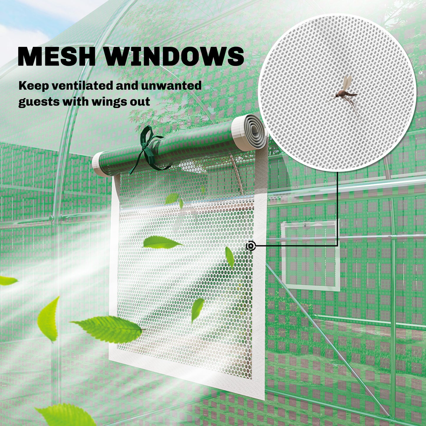 2 x 3 m Walk-in Polytunnel Greenhouse with 6 Windows, Garden Tunnel