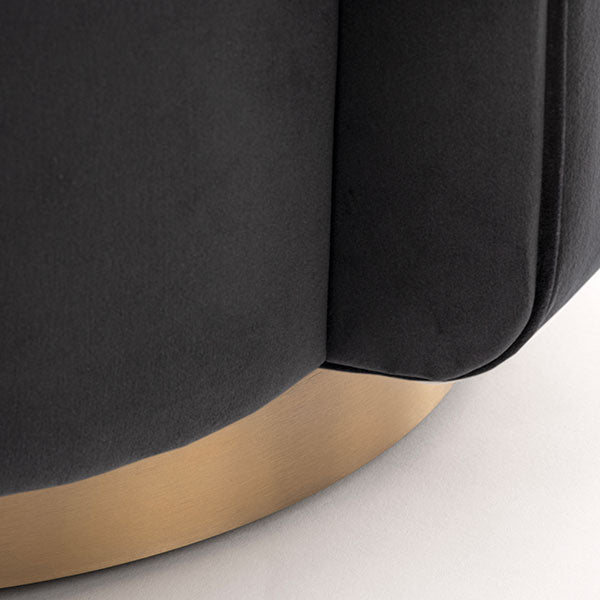 West End Swivel Dining Chair - Black- Brass Base