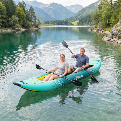 2.5' Inflatable Kayak 2-person Sit on Canoe with Paddles Blue