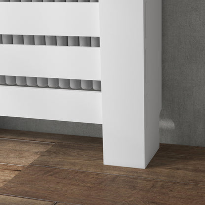 Radiator Cover with Drawer, Horizontal Slat, 78cm, White