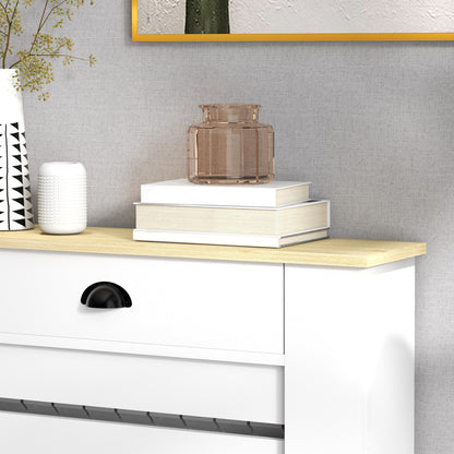 Radiator Cover with Drawer, Horizontal Slat, 78cm, White
