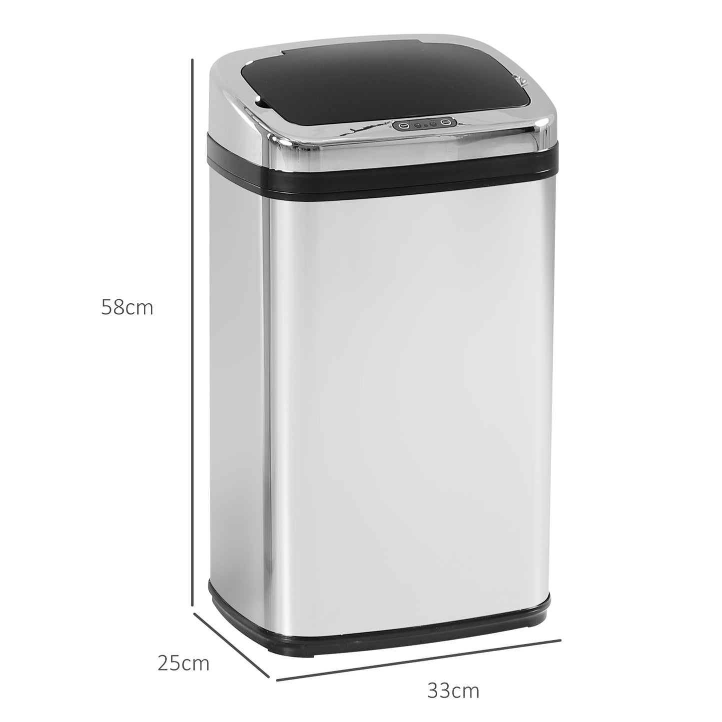 30L Automatic Kitchen Bin with Lid and Infrared Motion Sensor Silver