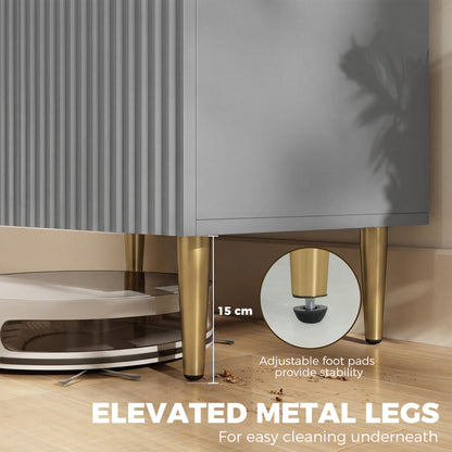 Sideboard Buffet Cabinet, Modern Kitchen Storage Cabinet with 2 Doors and Adjustable Shelf, Living Room Sideboard with Metal Legs for Hallway, Grey