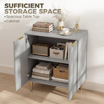 Sideboard Buffet Cabinet, Modern Kitchen Storage Cabinet with 2 Doors and Adjustable Shelf, Living Room Sideboard with Metal Legs for Hallway, Grey