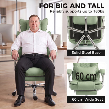 Big and Tall Office Chair with Lumbar Support, Light Green