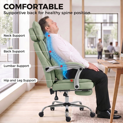 Big and Tall Office Chair with Lumbar Support, Light Green