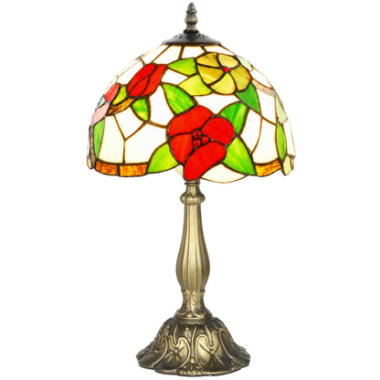 Handcrafted Sunflower Stained Glass Table Lamp (E27 Bulb Not Included) - Red
