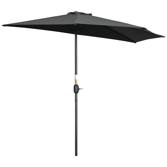 2.7m Metal Frame Garden Furniture Parasol Half Round Umbrella