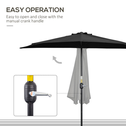 2.7m Metal Frame Garden Furniture Parasol Half Round Umbrella