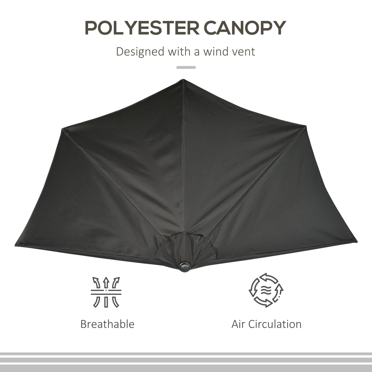 2.7m Metal Frame Garden Furniture Parasol Half Round Umbrella