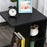 C-Shape End Table Unique Storage Unit w/ 2 Shelves 4 Wheels Freestanding Home Office Furniture Cabinet Square Studio Black