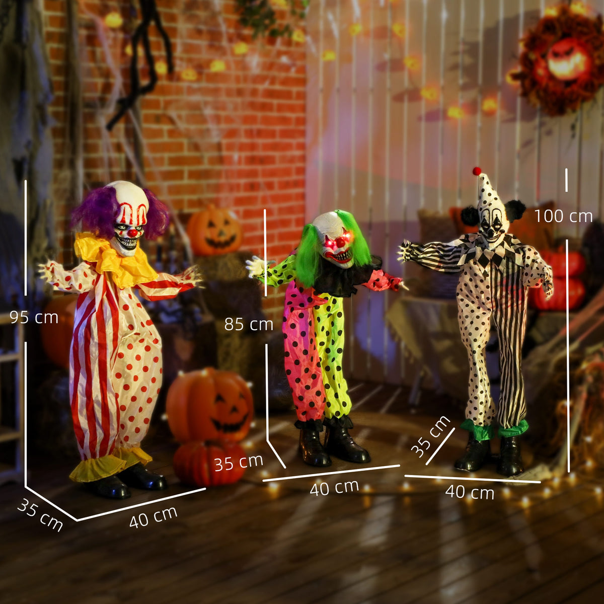 Sound Activated Stackable Halloween Animatronics Clowns