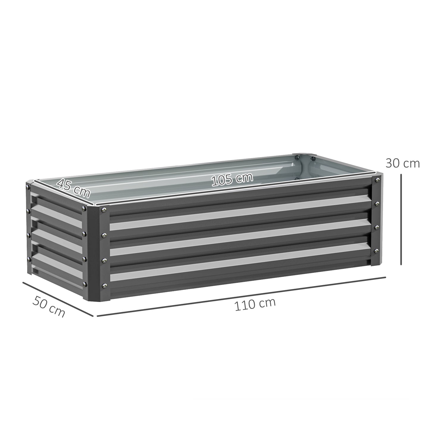 Set of 2 Raised Garden Bed Galvanised Planter Box, Light Grey