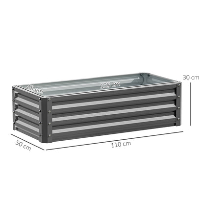 Set of 2 Raised Garden Bed, Outdoor Planter Box with Galvanised Steel Frame for Growing Vegetables, Flowers and Herbs, 110 x 50 x 30 cm, Light Grey