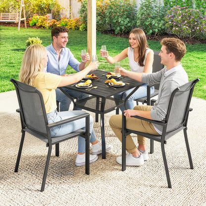 5 Pieces Outdoor Dining Set for 4, Patio Furniture Set, Dark Grey
