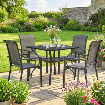 5 Pieces Outdoor Dining Set for 4, Patio Furniture Set, Dark Grey