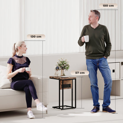 C Shaped Side Table with Charging Station and Foldable Top