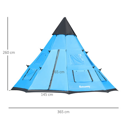 6-7 Person Large Family Party Camping Tent W/ Carrying Bag, Blue