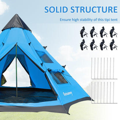 6-7 Person Large Family Party Camping Tent W/ Carrying Bag, Blue