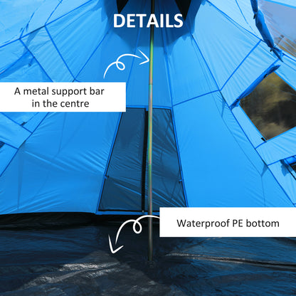 6-7 Person Large Family Party Camping Tent W/ Carrying Bag, Blue