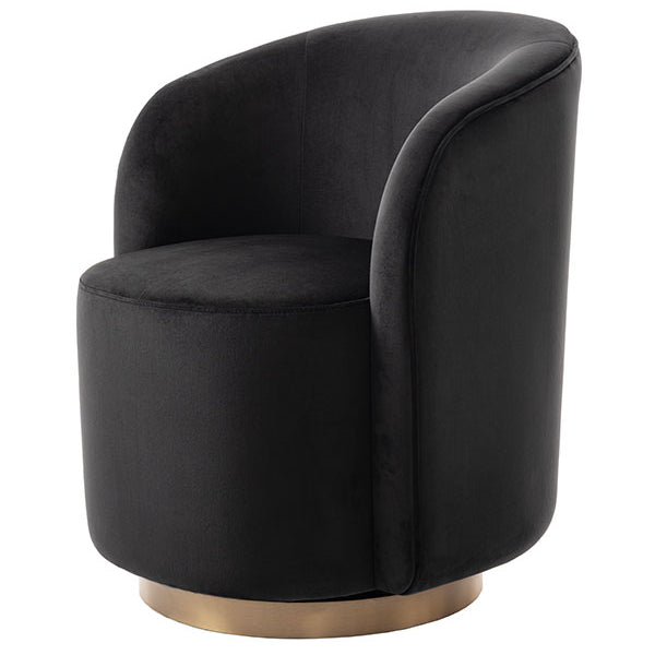 West End Swivel Dining Chair - Black- Brass Base