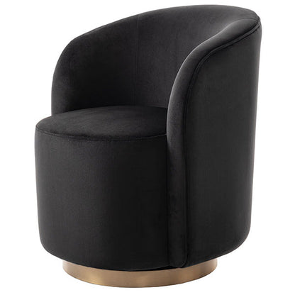 West End Swivel Dining Chair - Black- Brass Base