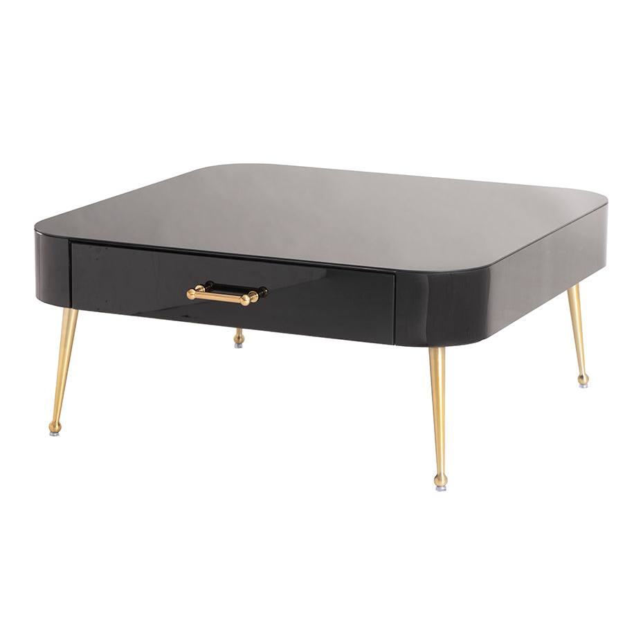 Mason Black Glass Coffee Table – Brushed Gold Legs
