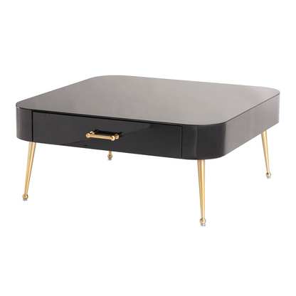 Mason Black Glass Coffee Table – Brushed Gold Legs