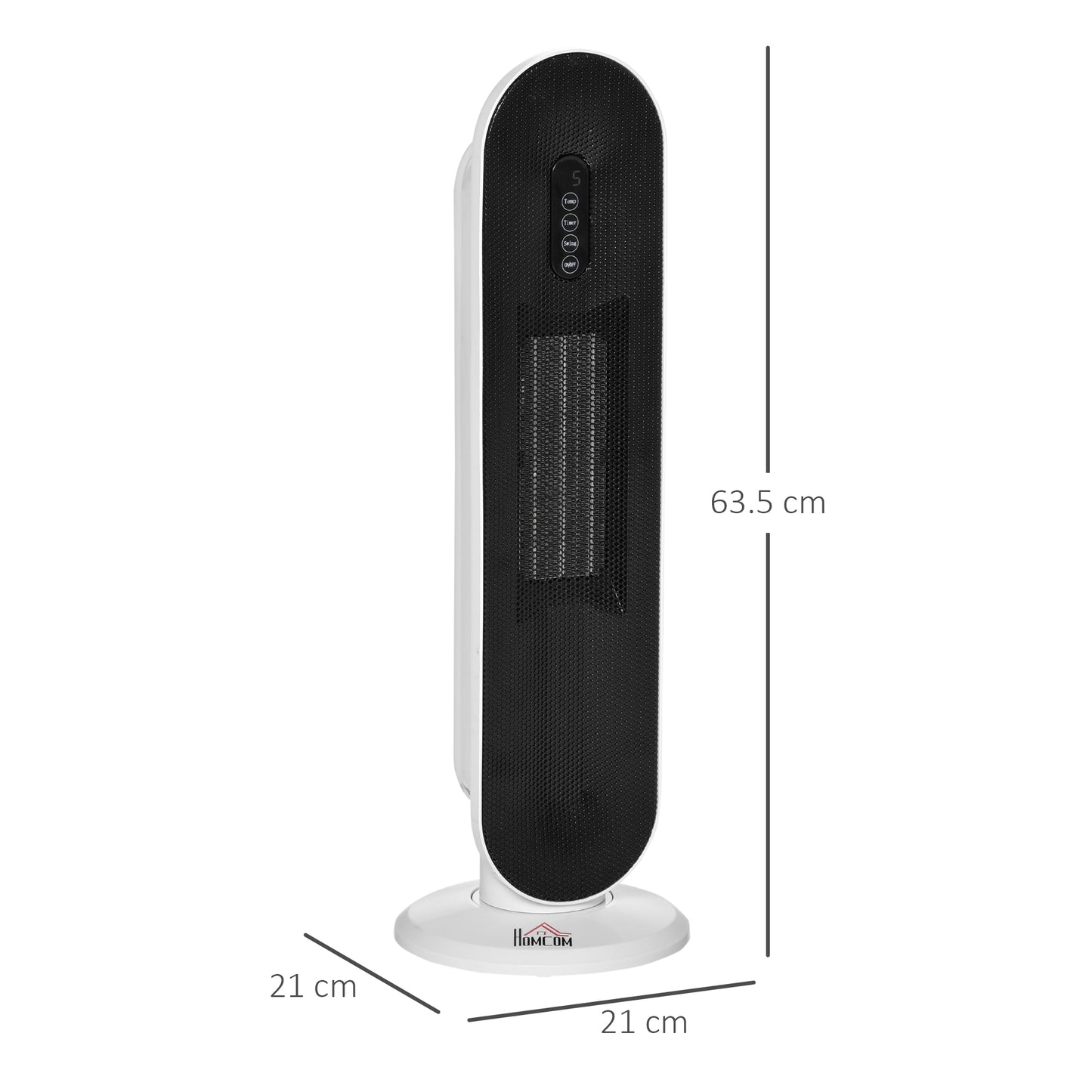 Ceramic Space Heater Tower Heater with 45-degree Oscillation, White