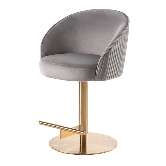 Ella Bar Stool - Dove Grey - Brass Base