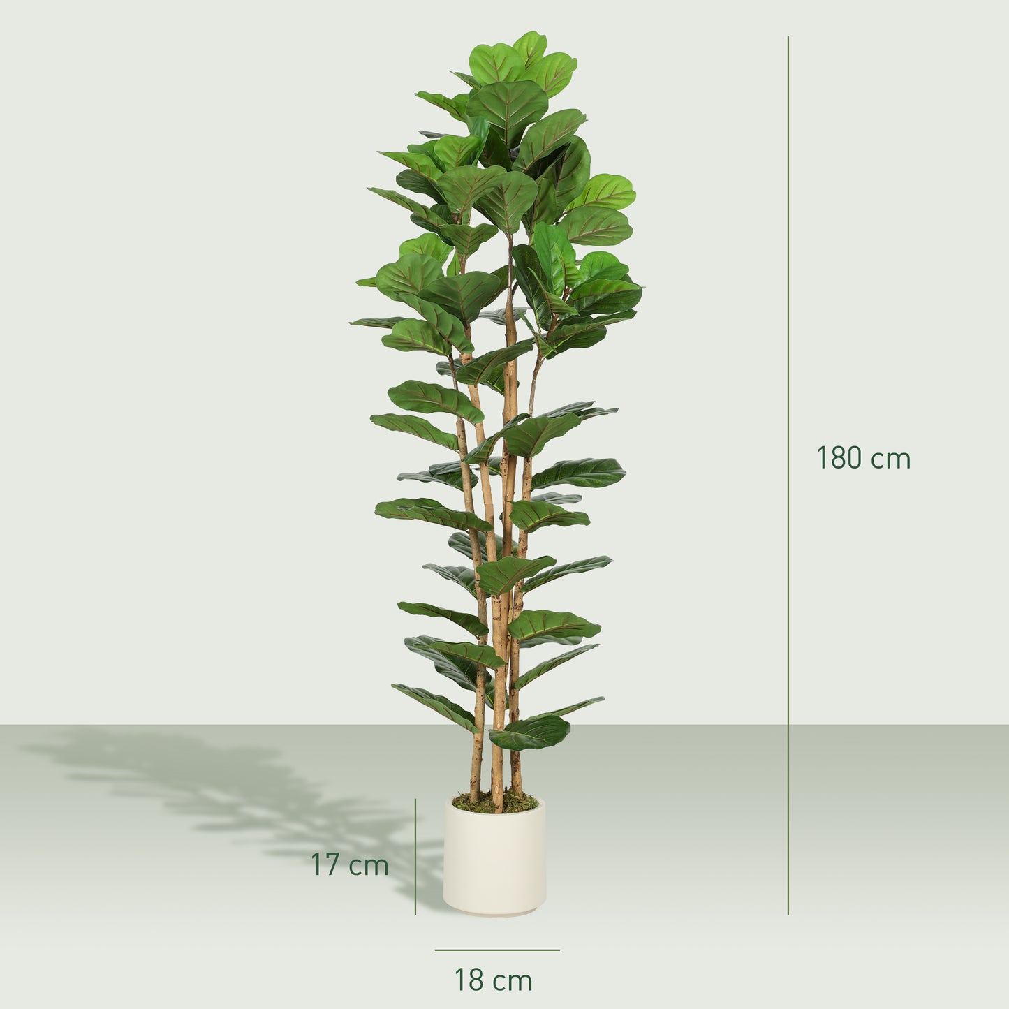 180cm Artificial Fiddle Leaf Fig Tree with Solid Wood Trunks