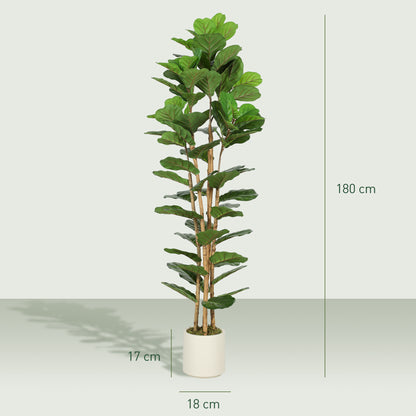 180cm Artificial Fiddle Leaf Fig Tree with Solid Wood Trunks