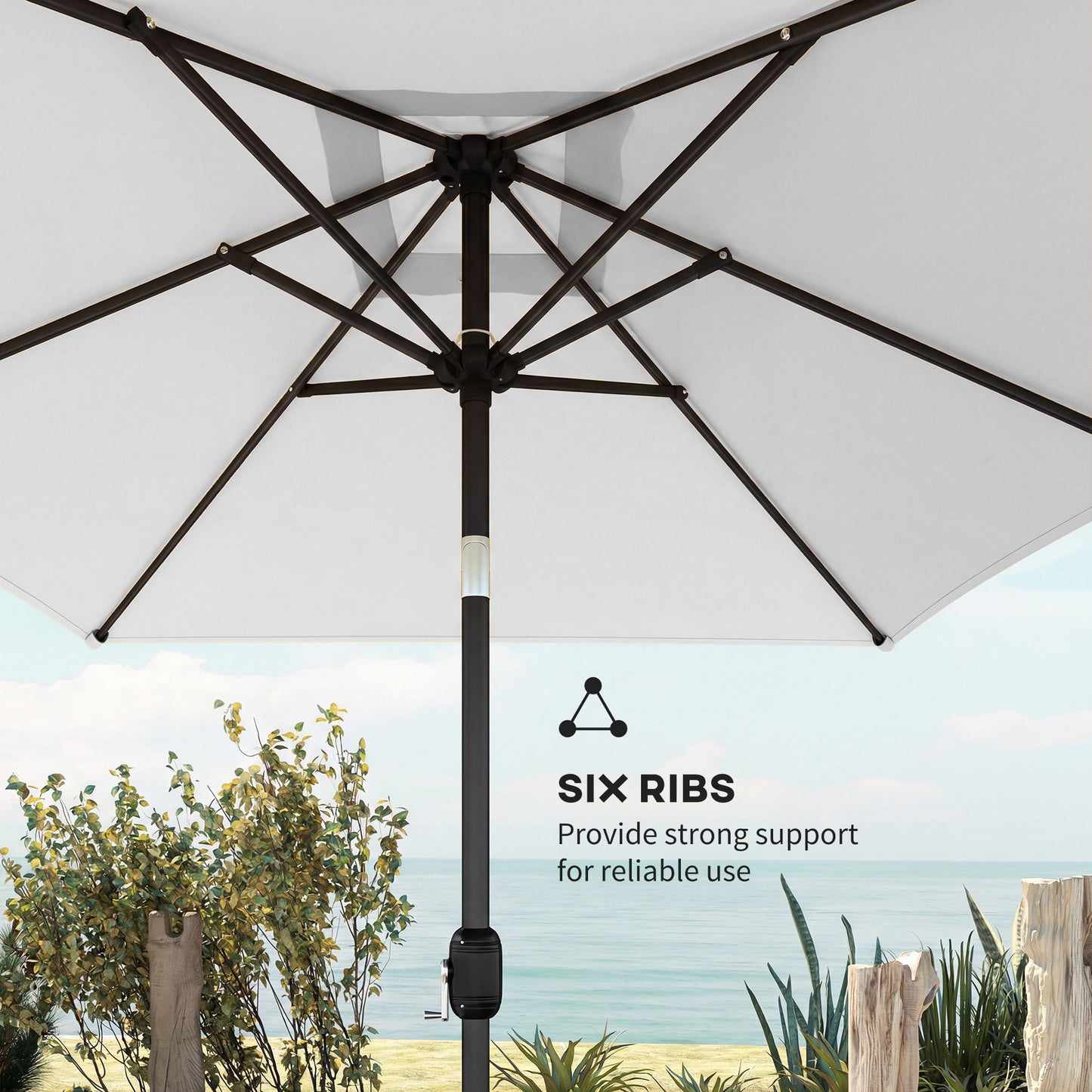 Garden Parasol, Outdoor Umbrella with Tilt Function, Cream White