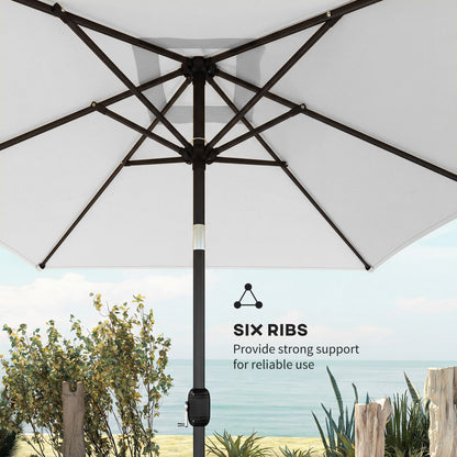 Garden Parasol, Outdoor Umbrella with Tilt Function, Cream White