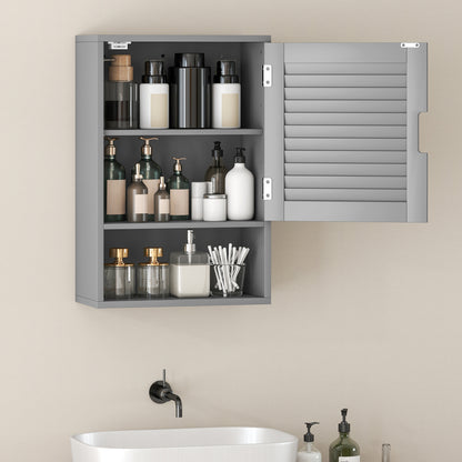 Bathroom Cabinet, Wall Mounted Cabinet with Adjustable Shelves, Grey