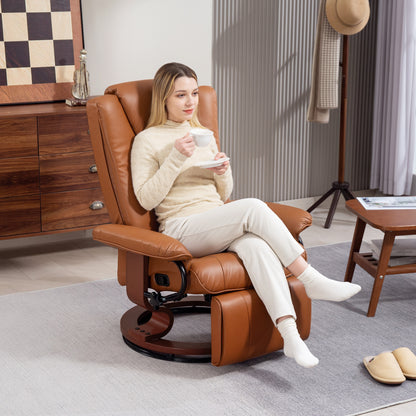 PU Leather Reclining Armchair with Footrest for Living Room, Brown
