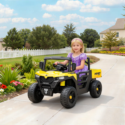 12V Kids Ride on Car, Kids UTV with Electric Dump Bed, Yellow