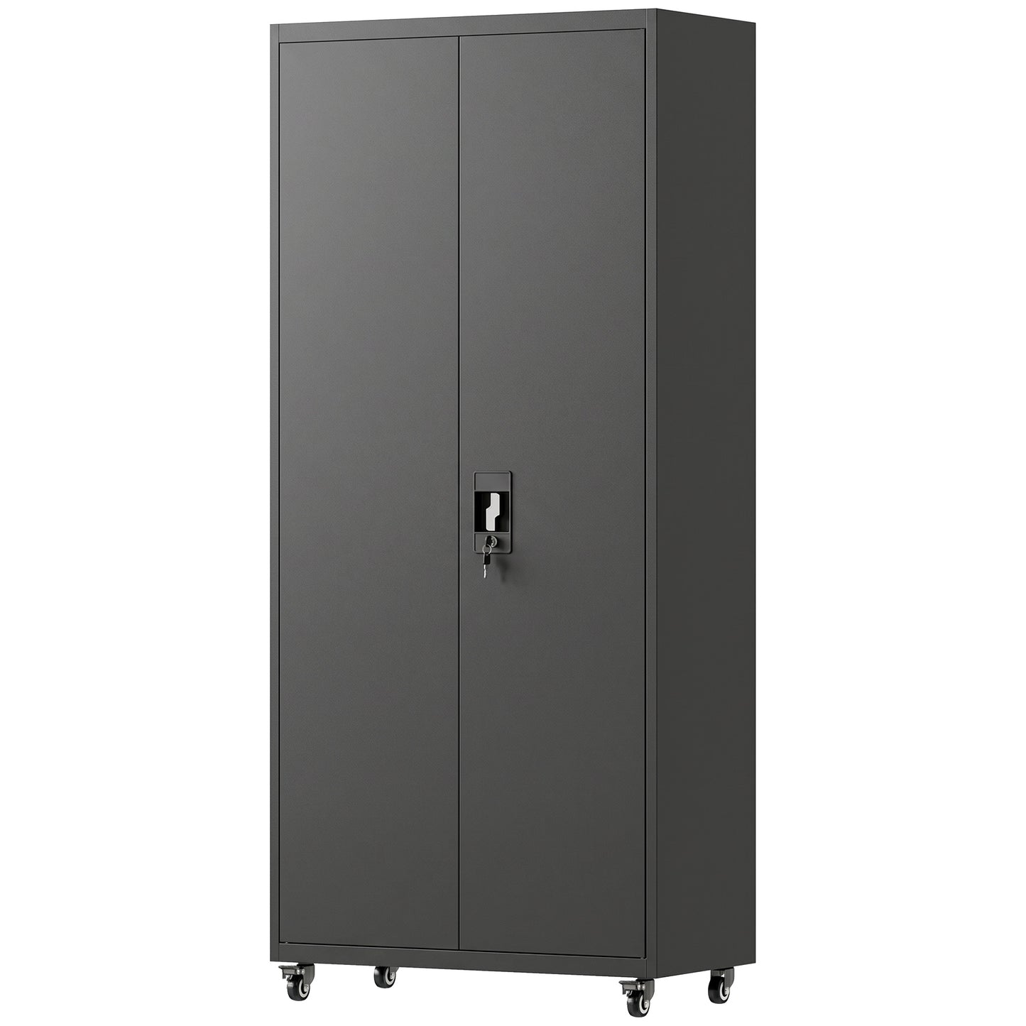 Metal Storage Cabinet with Removable Wheels and Adjustable Shelves