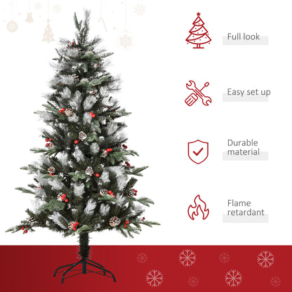 5FT Artificial Snow Dipped Christmas Tree Xmas Holiday Pencil Tree Green