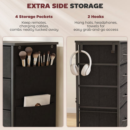 Fabric Chest of Drawers, 5 Drawer Dresser for Bedroom, Black