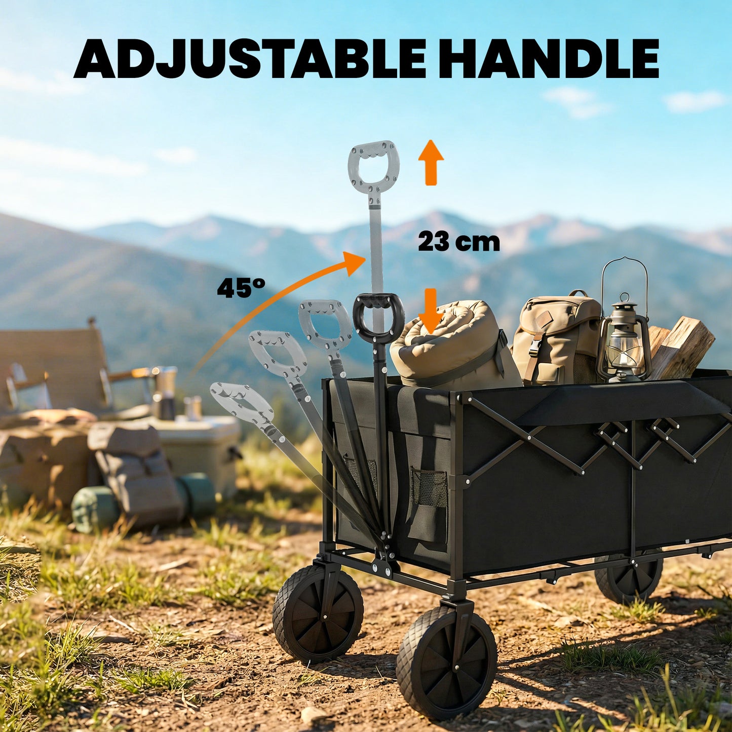 95L Foldable Festival Trolley on Wheels, Black