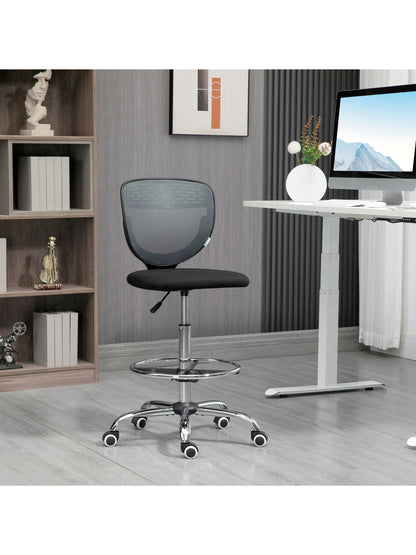 Vinsetto Draughtsman Chair, Tall Office Chair with Lumbar Support, Grey