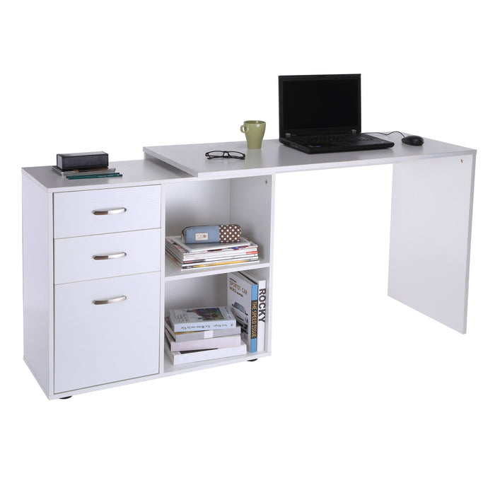 Computer Desk Table Workstation Home Office L Shape Drawer Shelf File Cabinet White