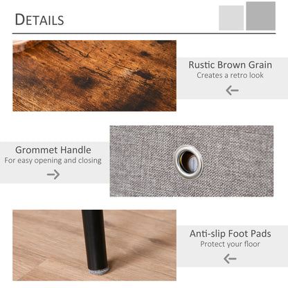 Side Table, Nightstand, End Table with Removable Fabric Drawer, Retro Style Accent Furniture with Wooden Legs, Rustic Brown and Black