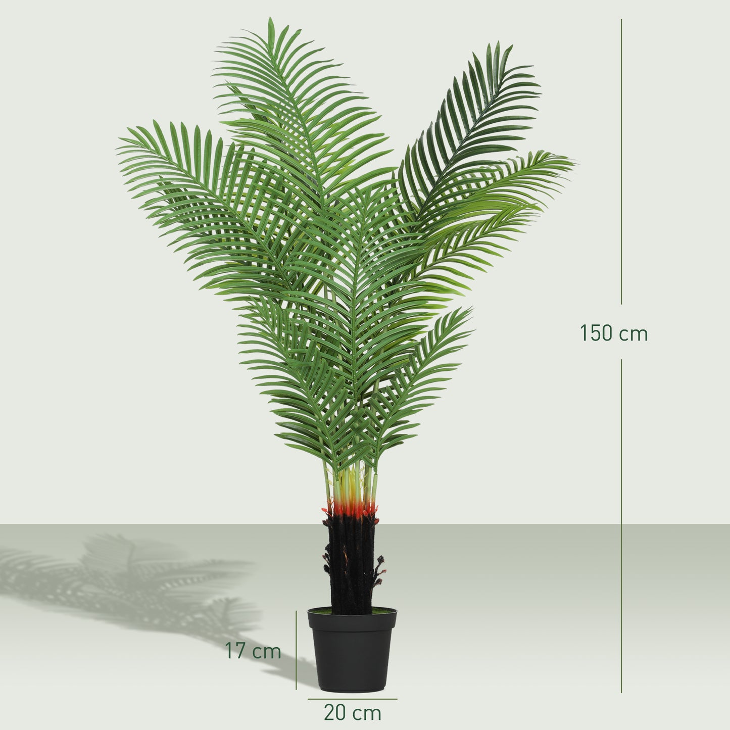 150cm Artificial Areca Palm Tree with PE Leaves and Flocked Soil