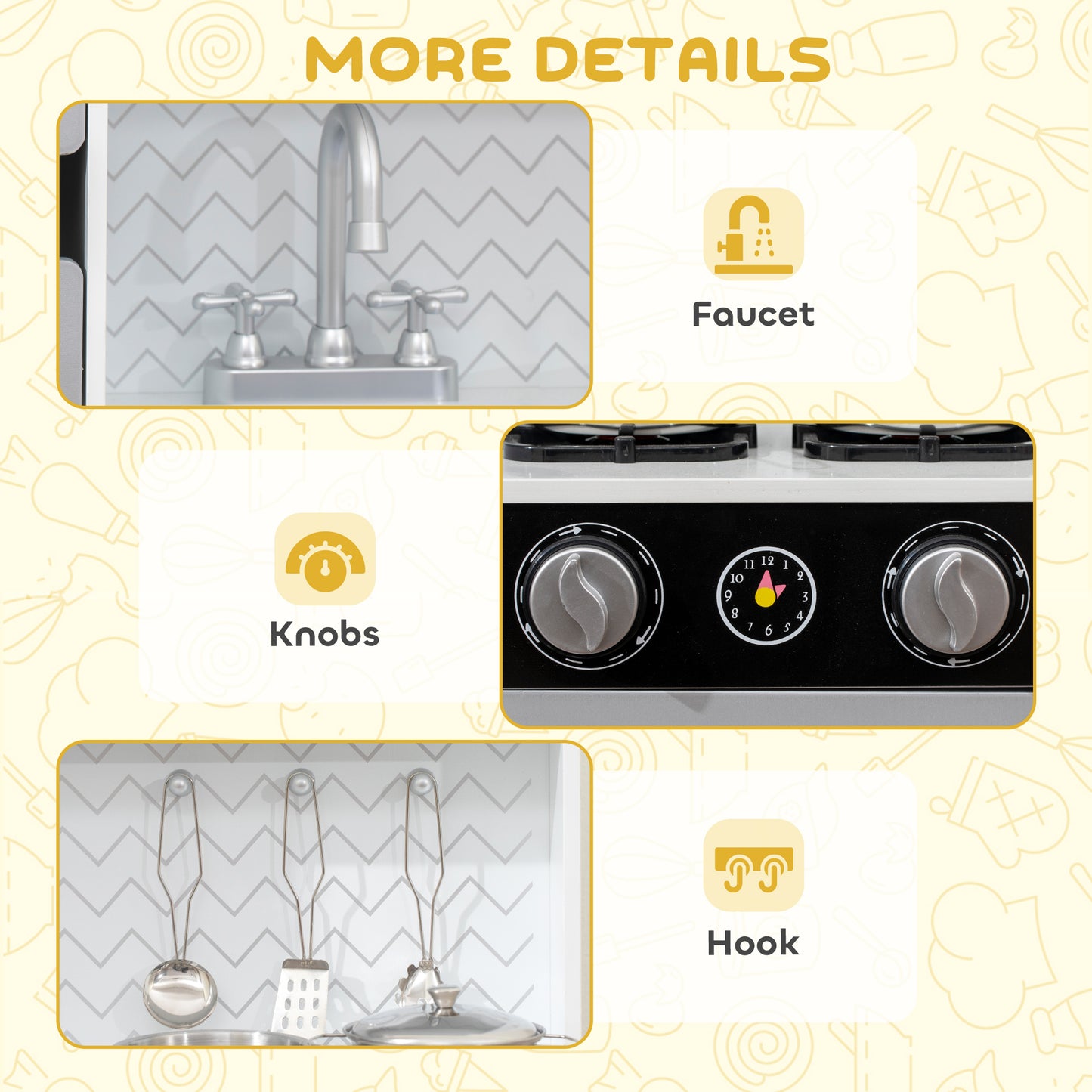 Kids Play Kitchen Toy Kitchen with Stove Sounds, Ice & Coffee Maker