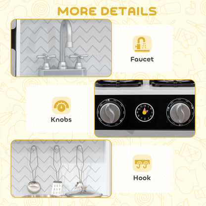 Kids Play Kitchen Toy Kitchen with Stove Sounds, Ice & Coffee Maker